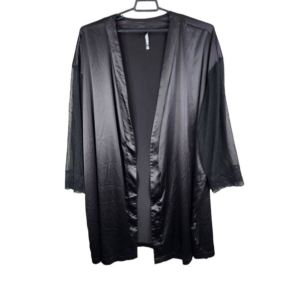 Womens Black Torrid Sleep Robe 3/4 Nylon & Polyester Blend With Lace Sleeves 3/4 - Picture 1 of 11